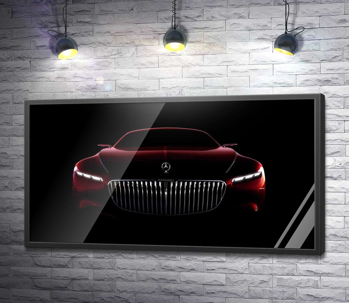 постер Червоний силует автомобіля Mercedes-Maybach S-Class