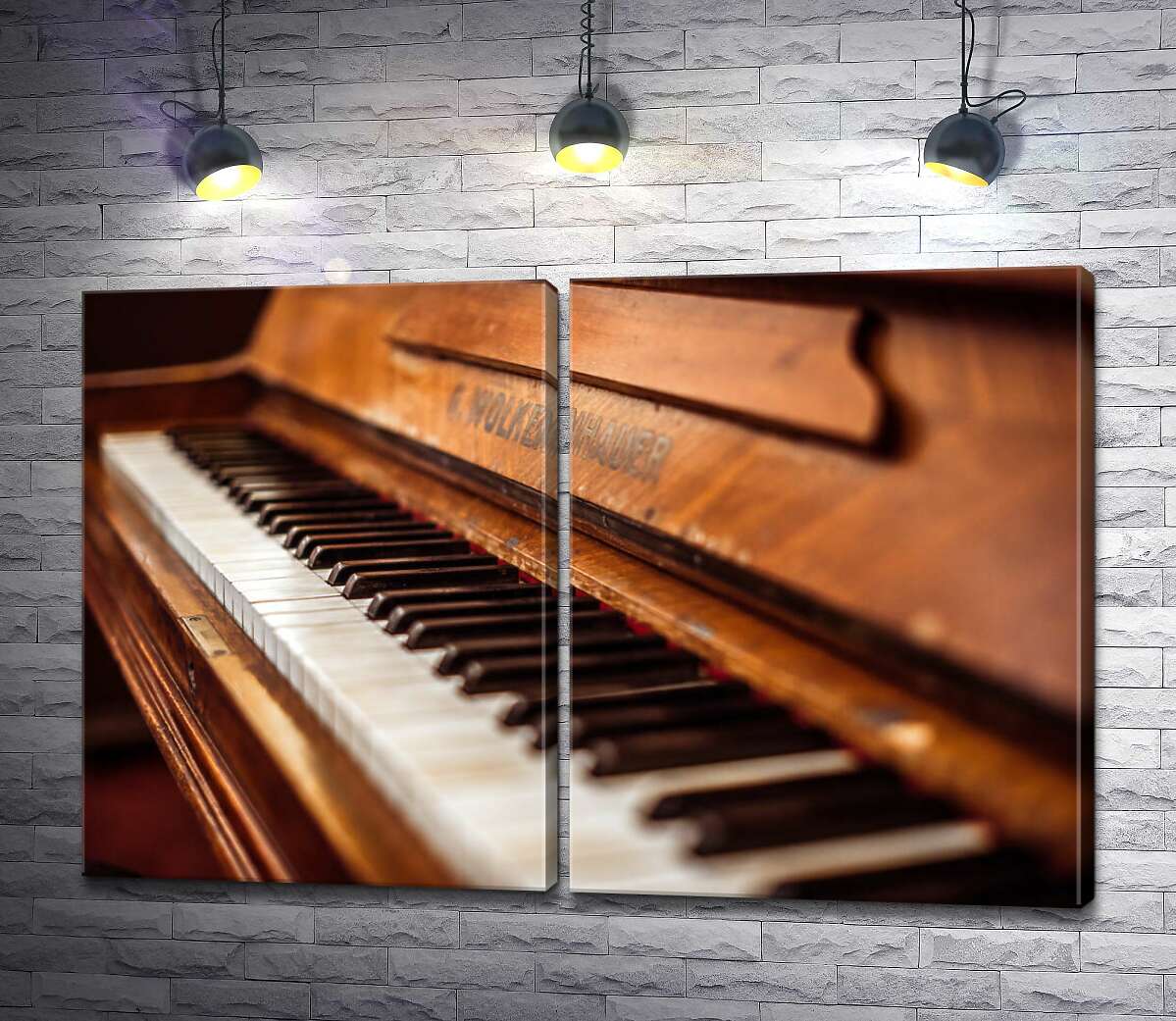 модульна картина Чорно-білий візерунок клавіш старого фортепіано