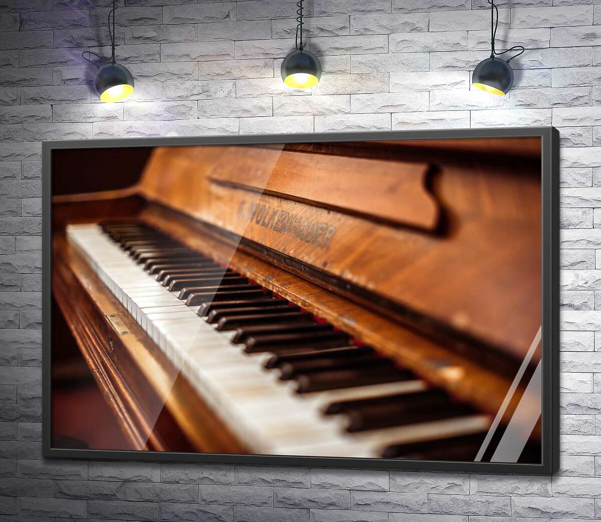 постер Чорно-білий візерунок клавіш старого фортепіано