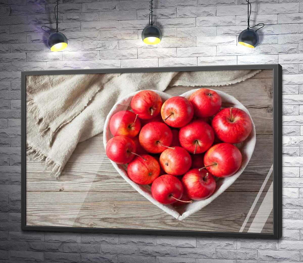 постер Яблоки в корзине-сердце
