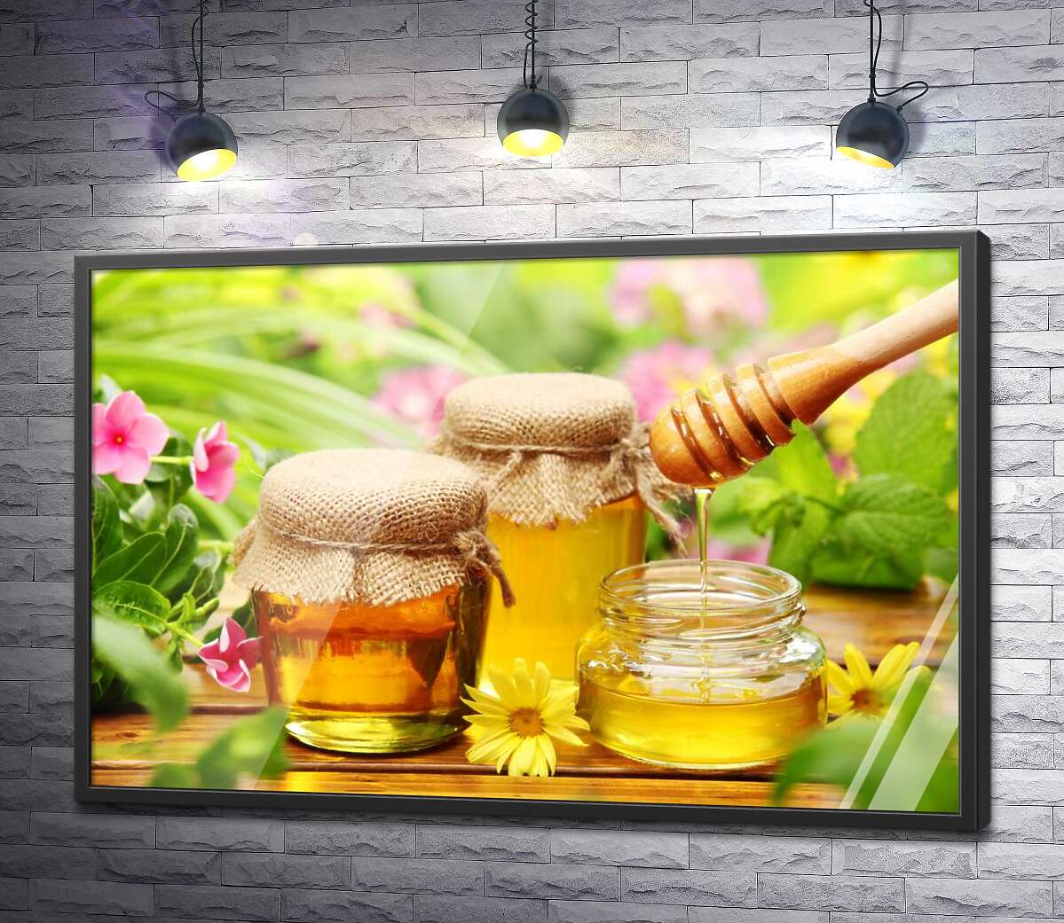 постер Запах літа в золотистих банках з медом
