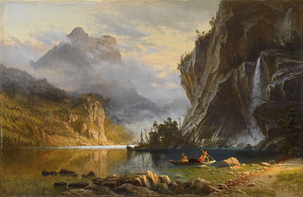 картина-постер Індіанська риболовля (Indians Spear Fishing) - Альберт Бірштадт (Albert Bierstadt)