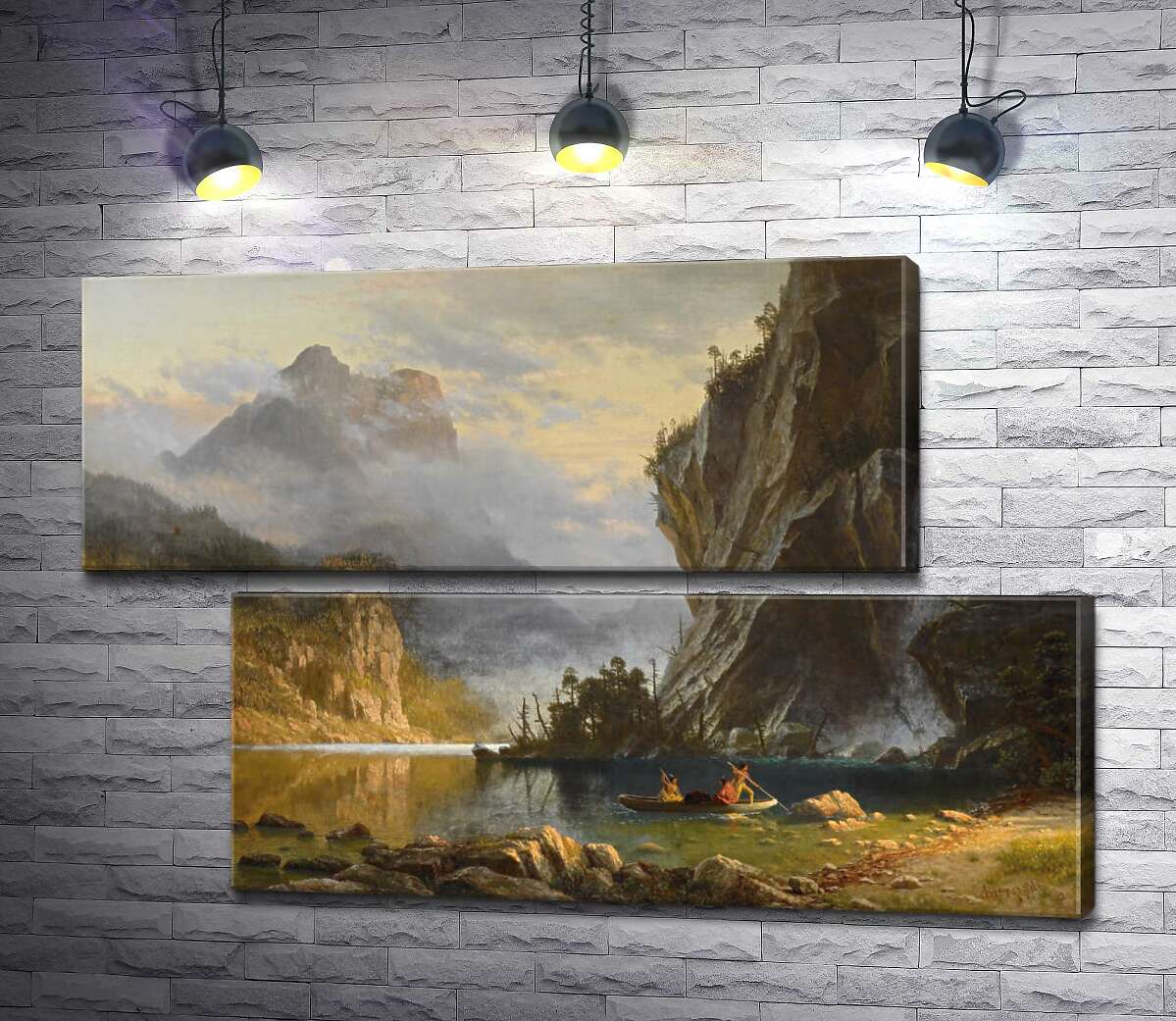 модульна картина Індіанська риболовля (Indians Spear Fishing) (Модуль №8) - Альберт Бірштадт (Albert Bierstadt)