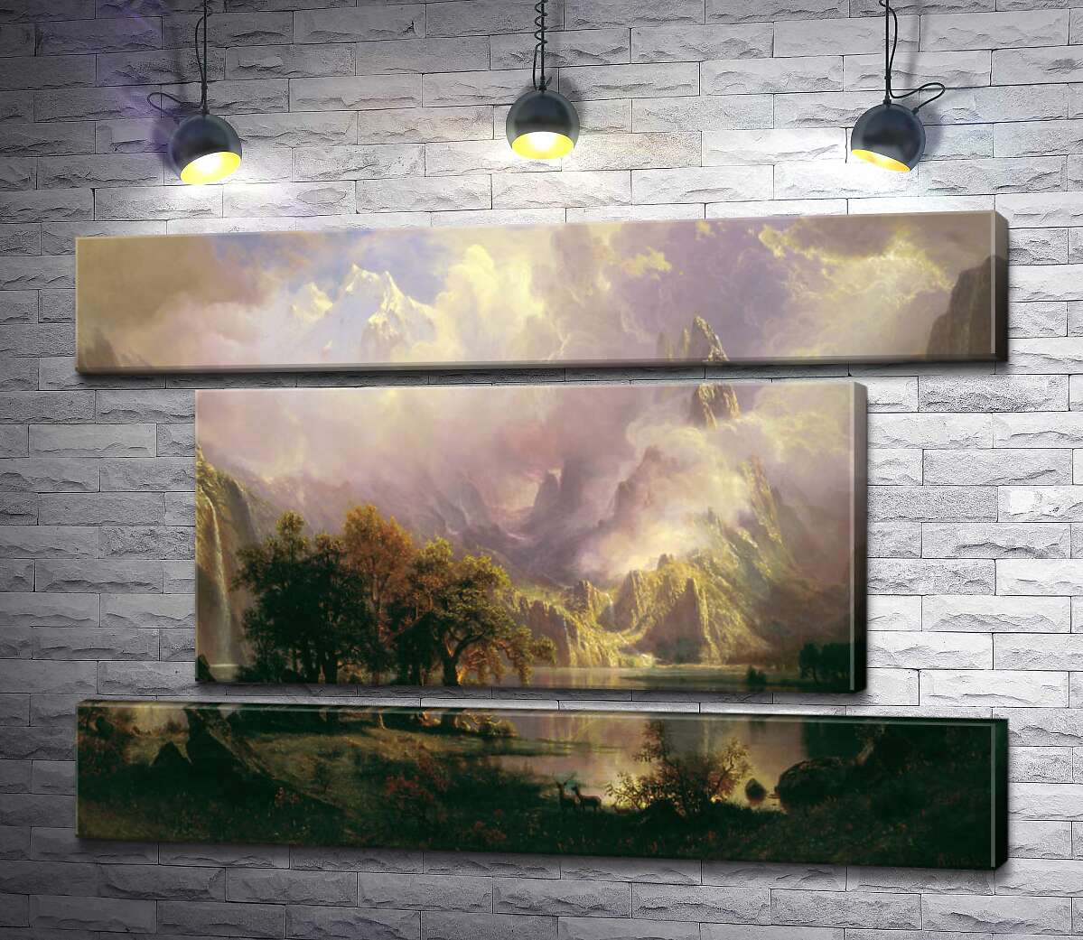модульная картина Ландшафт каменистых гор (Rocky Mountain Landscape) (Модуль №18) – Альберт Бирштадт (Albert Bierstadt)