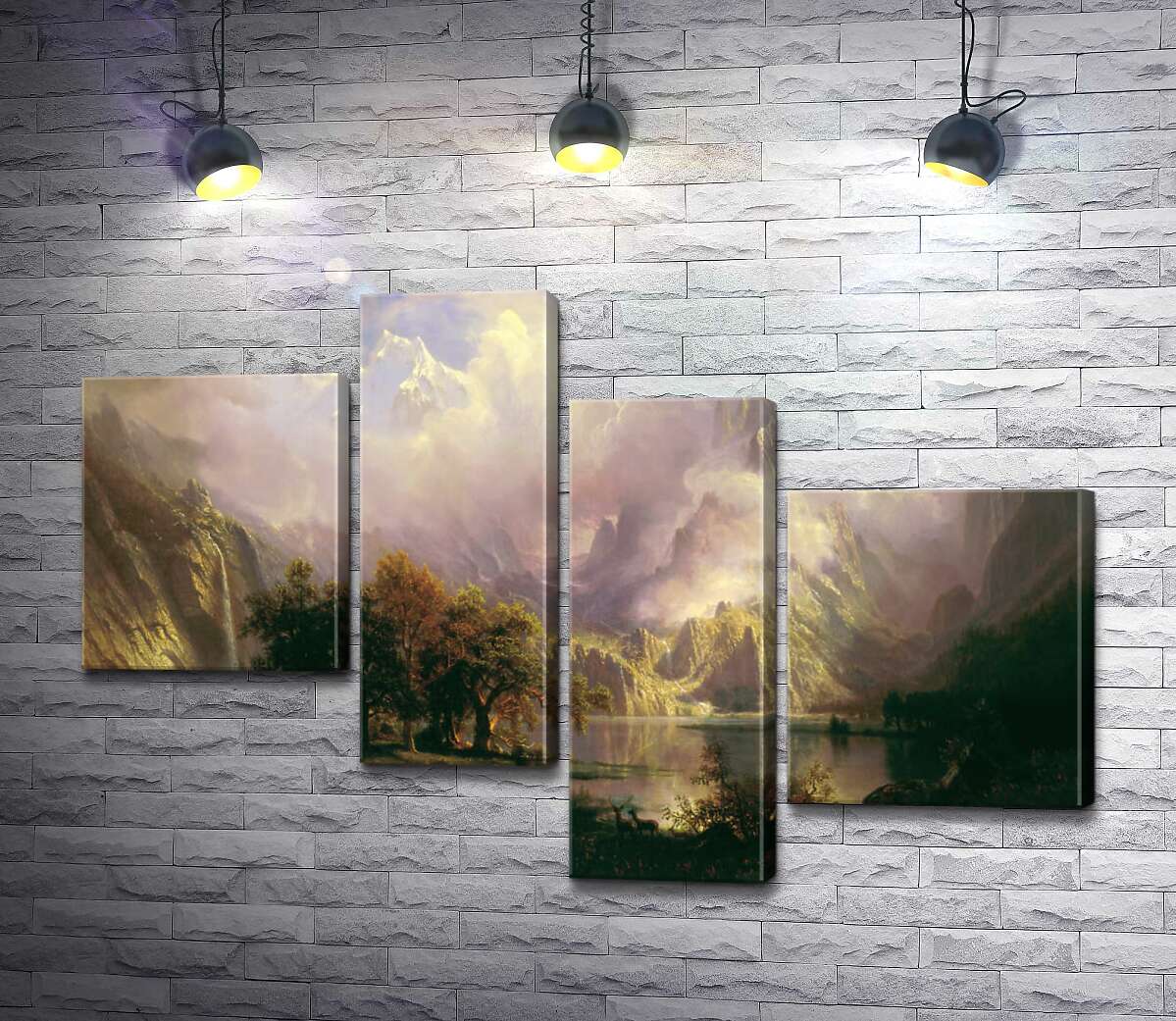 модульная картина Ландшафт каменистых гор (Rocky Mountain Landscape) (Модуль №21) – Альберт Бирштадт (Albert Bierstadt)
