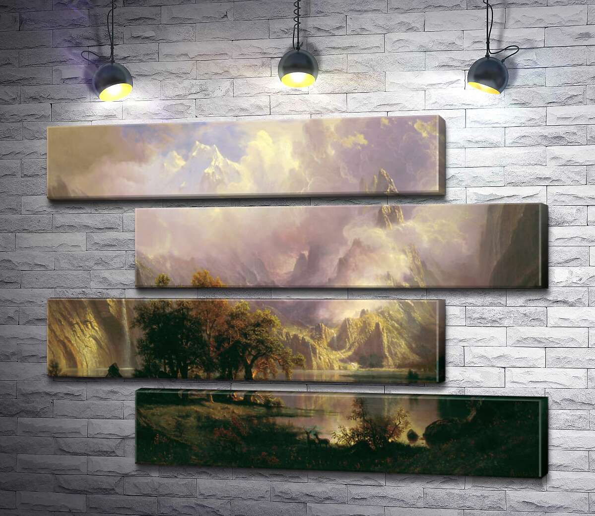 модульная картина Ландшафт каменистых гор (Rocky Mountain Landscape) (Модуль №23) – Альберт Бирштадт (Albert Bierstadt)