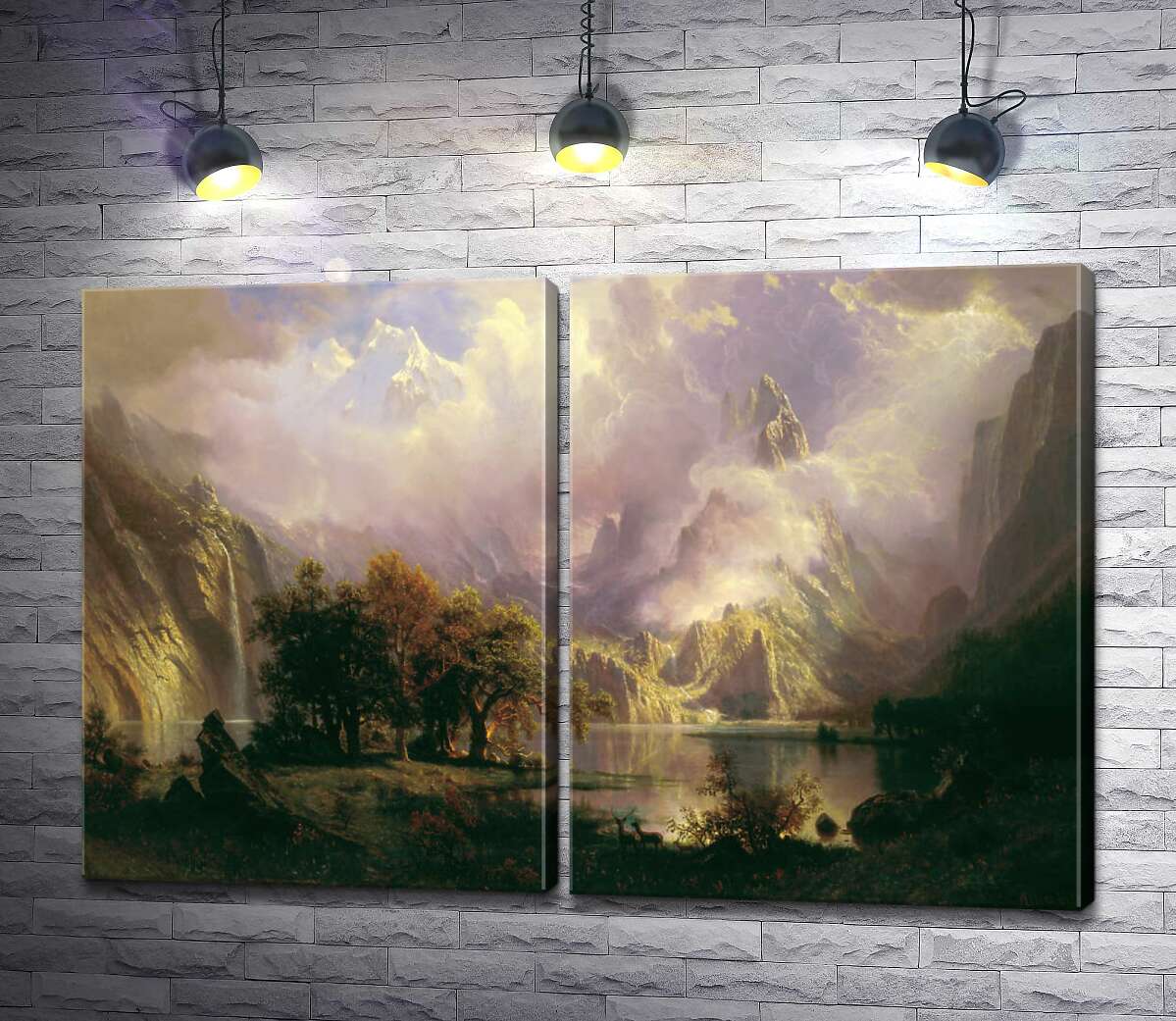 модульная картина Ландшафт каменистых гор (Rocky Mountain Landscape) – Альберт Бирштадт (Albert Bierstadt)