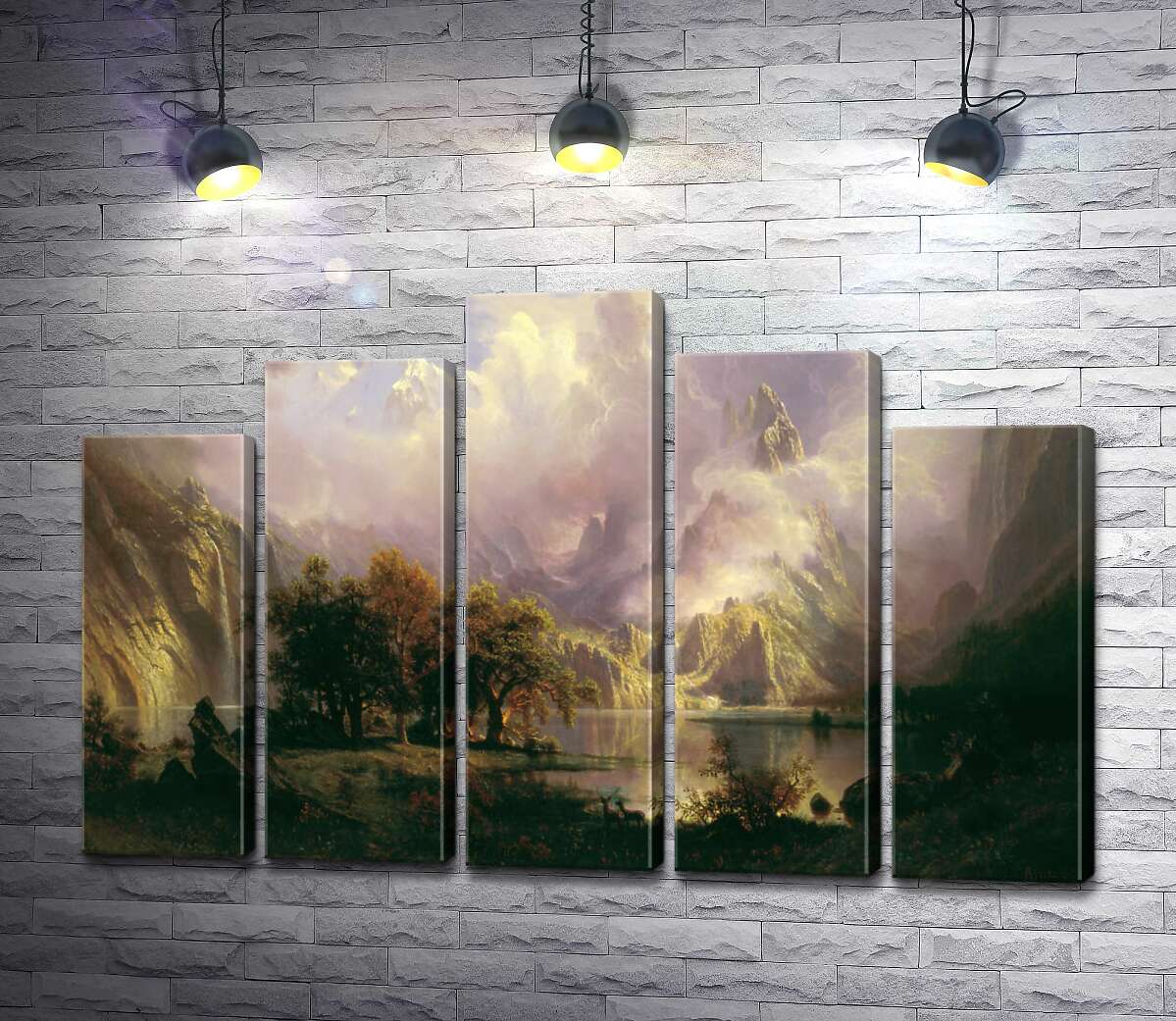 модульная картина Ландшафт каменистых гор (Rocky Mountain Landscape) (Модуль №29) – Альберт Бирштадт (Albert Bierstadt)