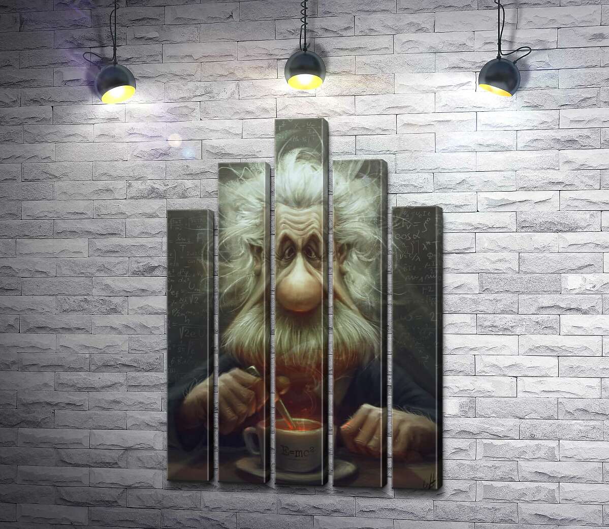 модульная картина Карикатура на Альберта Эйнштейна (Albert Einstein), пьющего чай (Модуль №29)