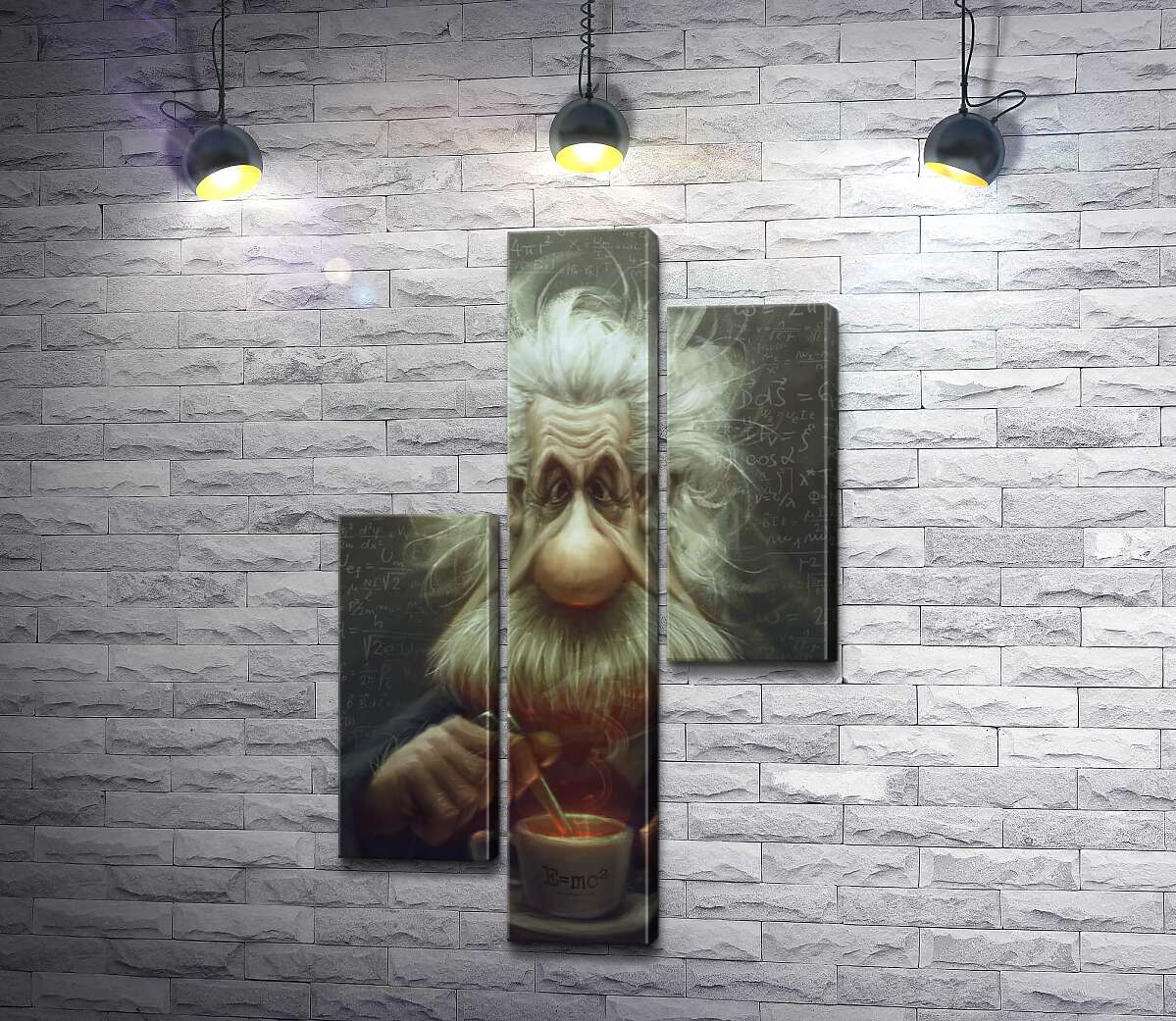 модульная картина Карикатура на Альберта Эйнштейна (Albert Einstein), пьющего чай (Модуль №12)