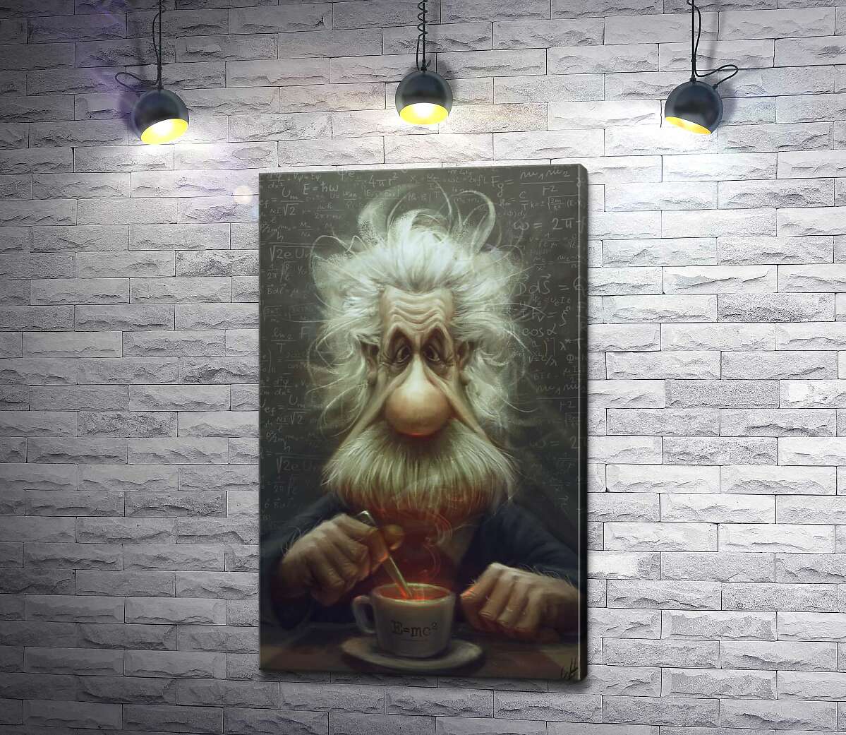 картина Карикатура на Альберта Эйнштейна (Albert Einstein), пьющего чай