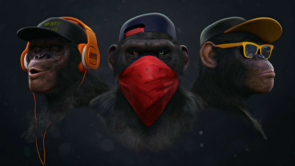 картина-постер Портреты горилл "на стиле"
