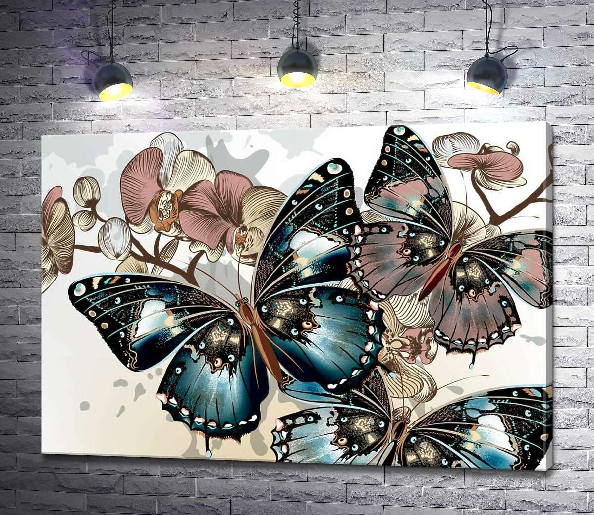 картина Пастельна гармонія метеликів та орхідей