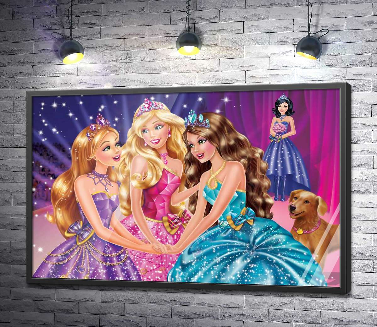постер Три подруги Блер, Хайлі та Айла на постері до мультфільму "Барбі: Академія принцес" (Barbie: Princess Charm School)