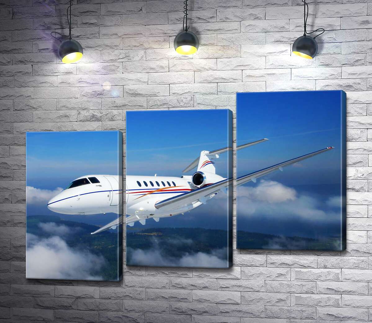 модульная картина Американский корпоративный самолет Hawker 400 поднялся в небо (Модуль №14)