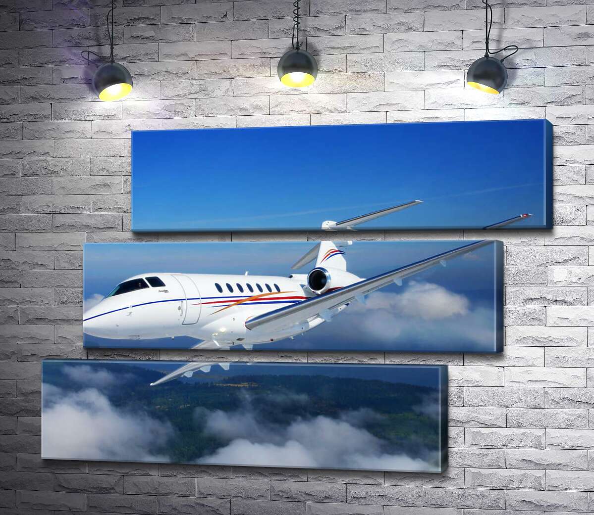 модульная картина Американский корпоративный самолет Hawker 400 поднялся в небо (Модуль №17)