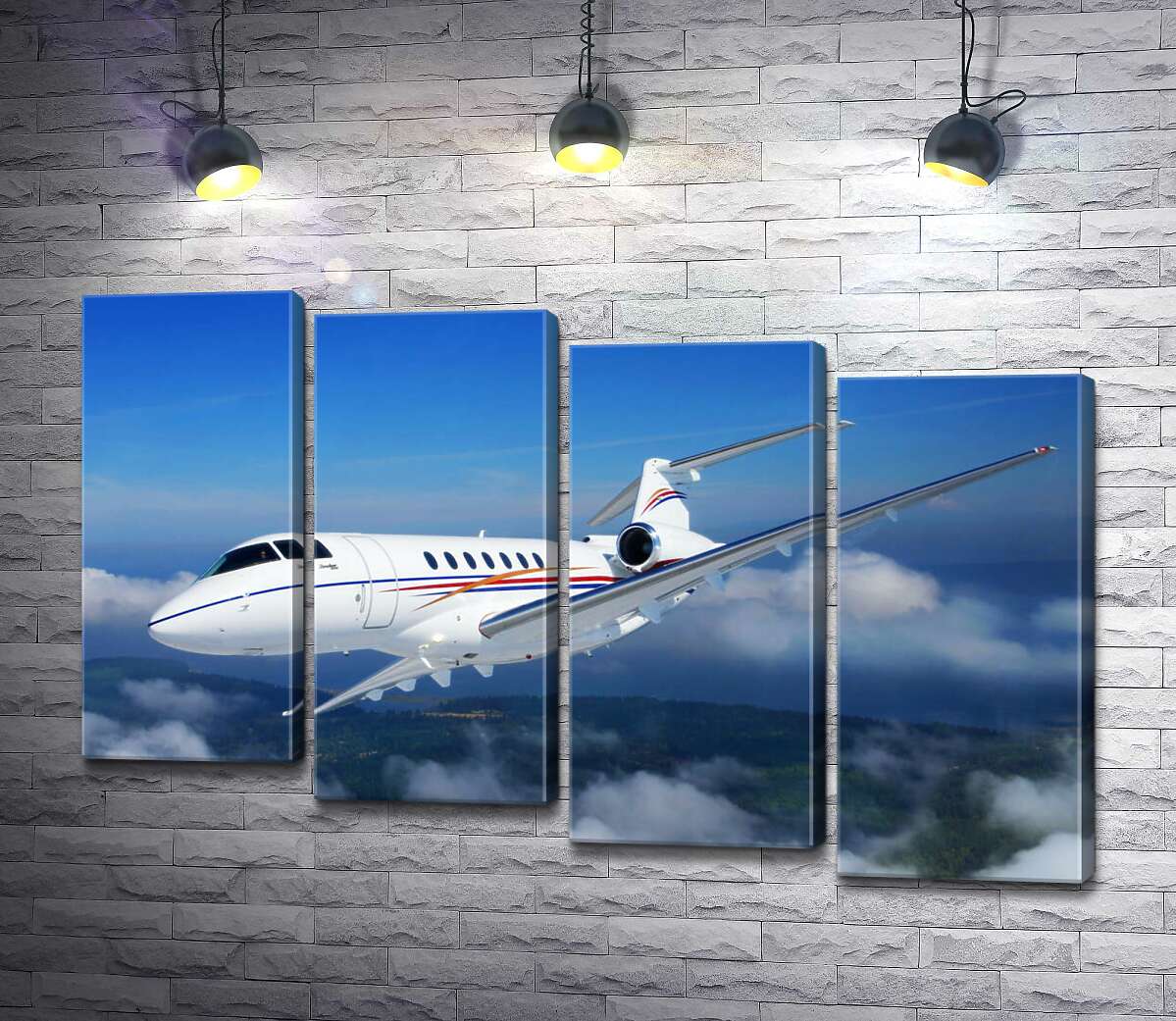 модульная картина Американский корпоративный самолет Hawker 400 поднялся в небо (Модуль №19)