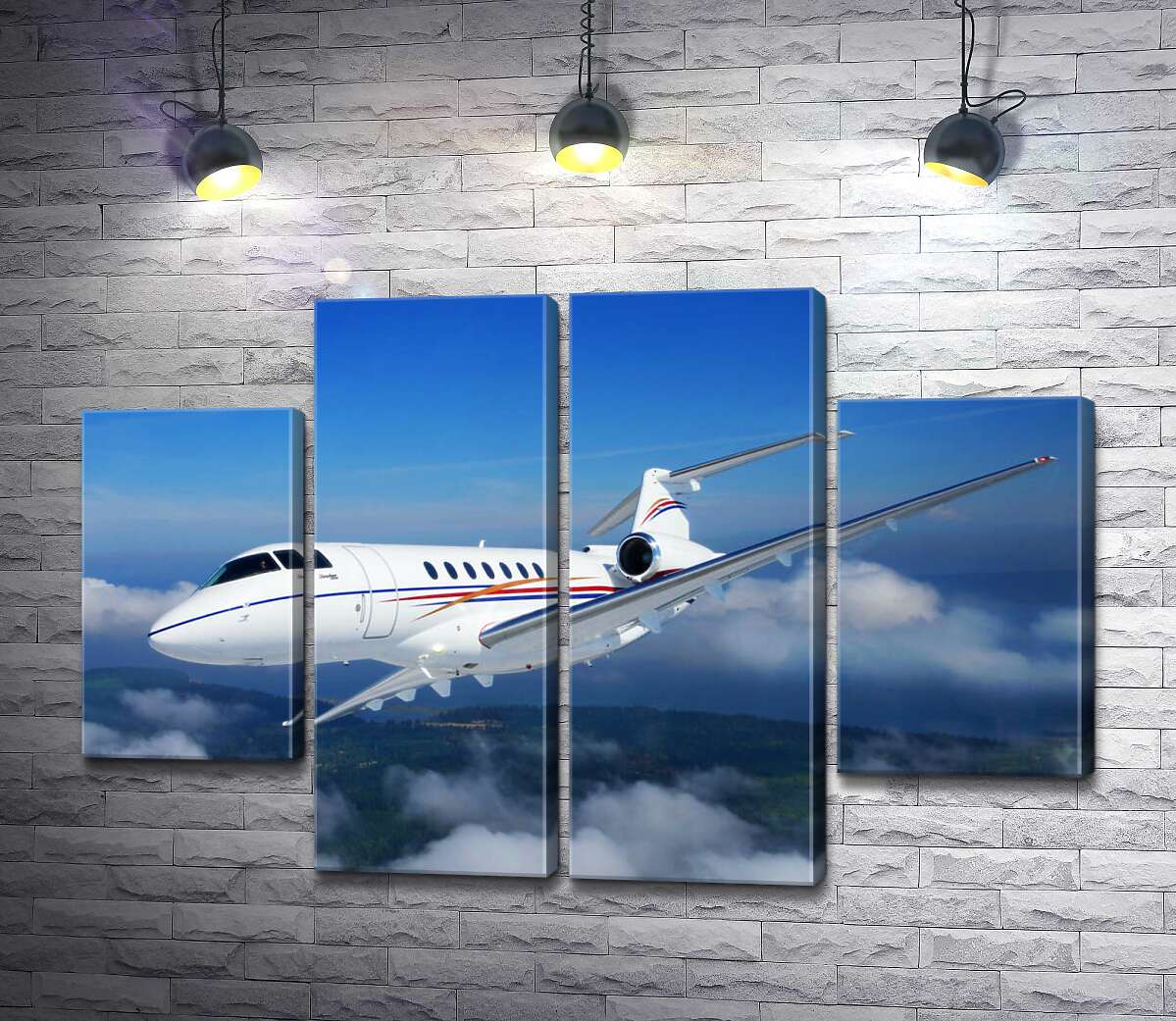 модульная картина Американский корпоративный самолет Hawker 400 поднялся в небо (Модуль №20)