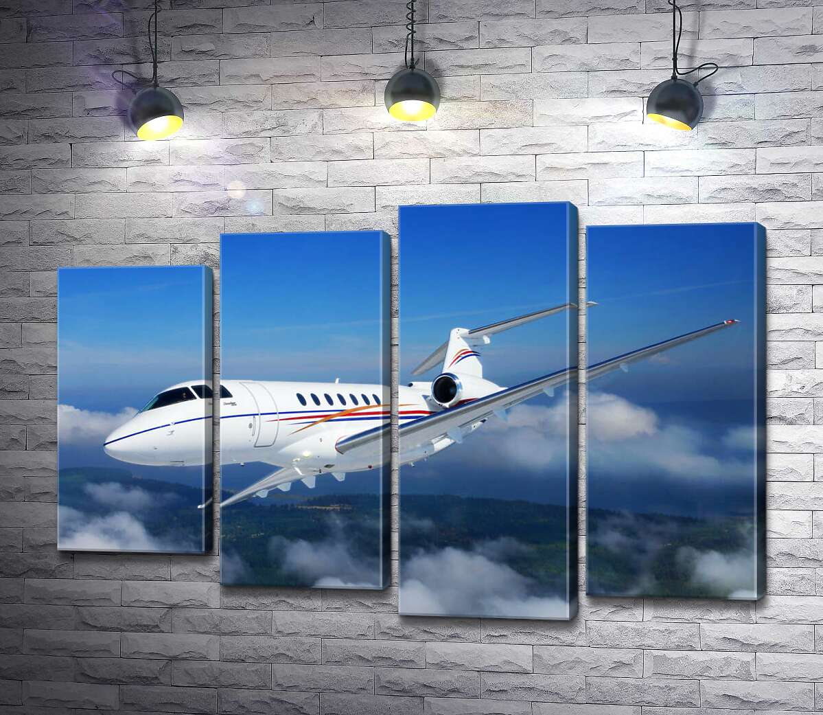 модульна картина Американський корпоративний літак Hawker 400 піднявся в небо (Модуль №3)