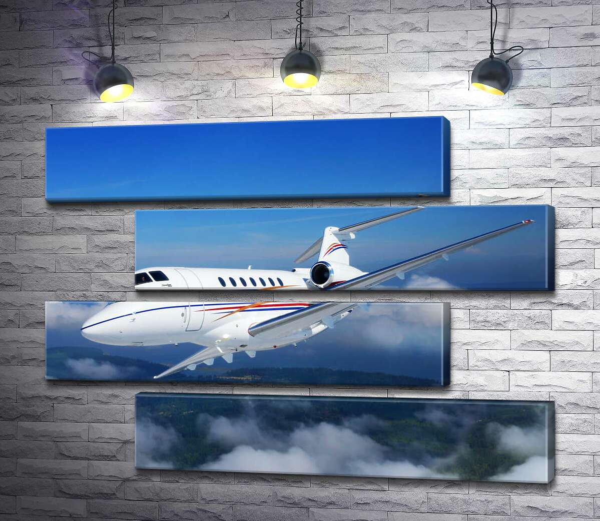 модульная картина Американский корпоративный самолет Hawker 400 поднялся в небо (Модуль №23)