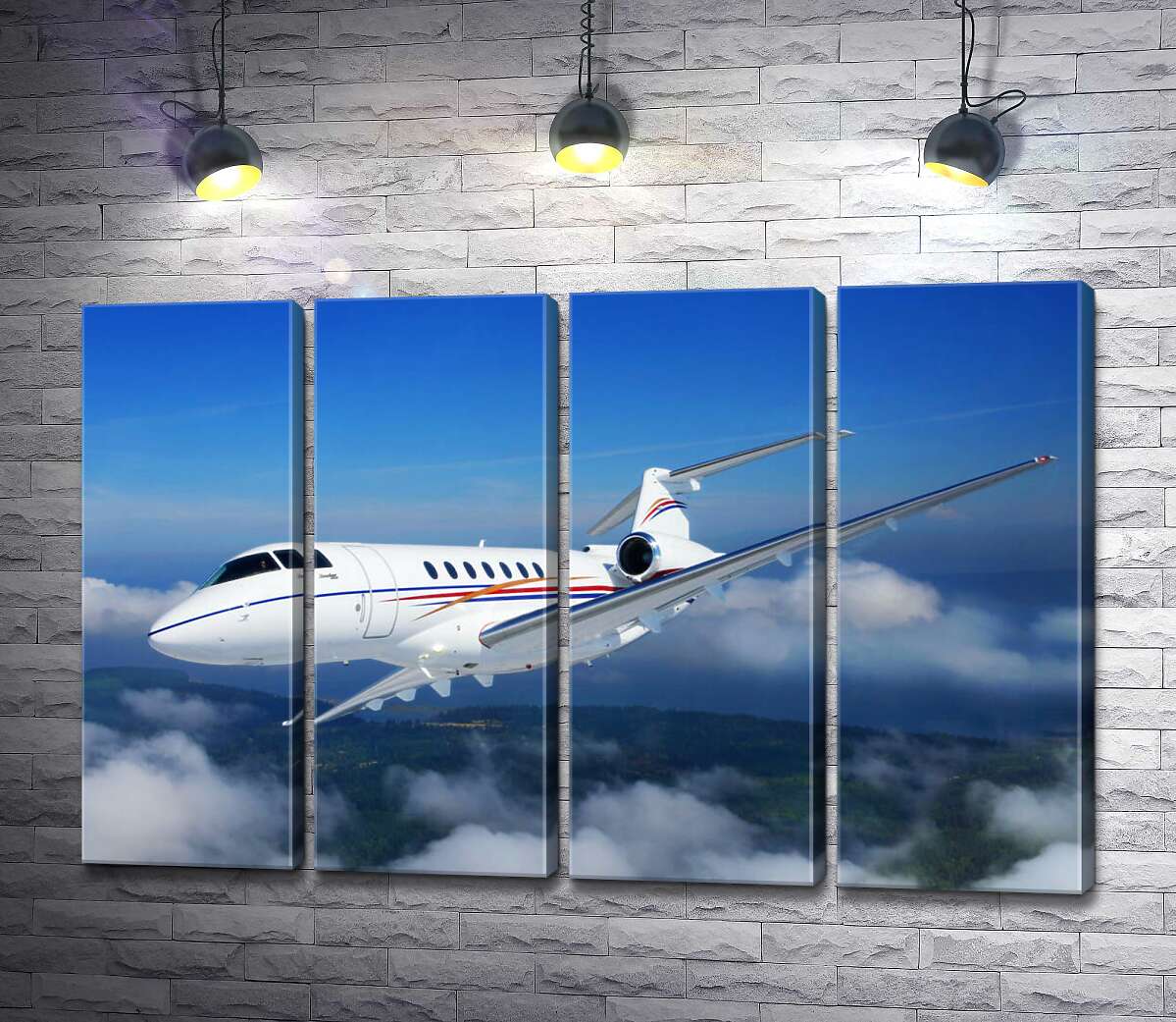 модульная картина Американский корпоративный самолет Hawker 400 поднялся в небо (Модуль №24)