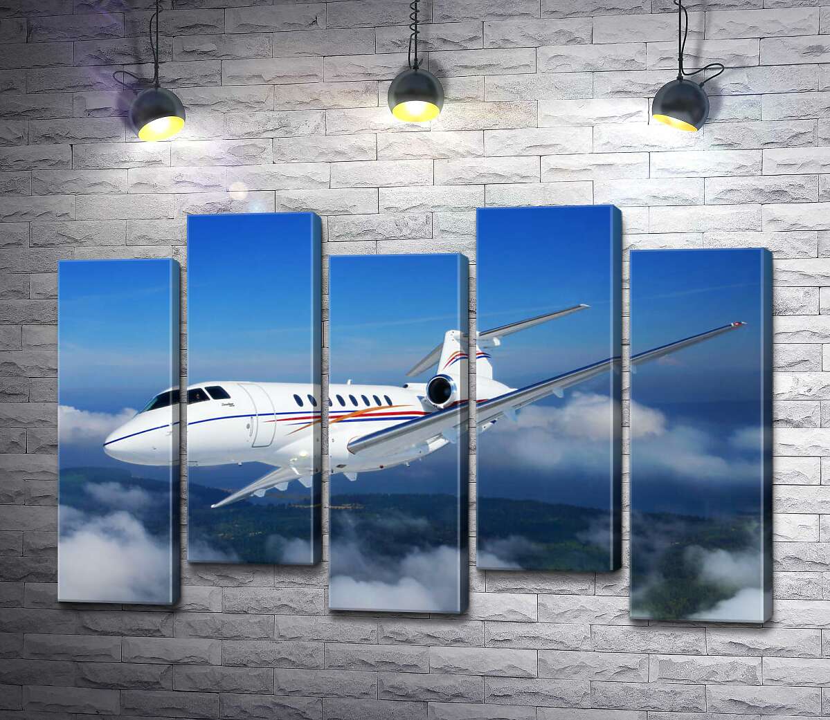 модульная картина Американский корпоративный самолет Hawker 400 поднялся в небо (Модуль №30)