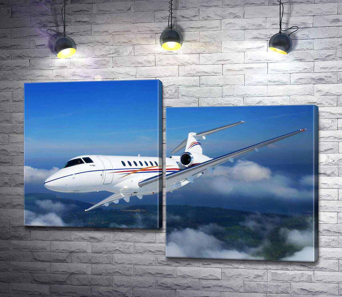 модульная картина Американский корпоративный самолет Hawker 400 поднялся в небо (Модуль №9)