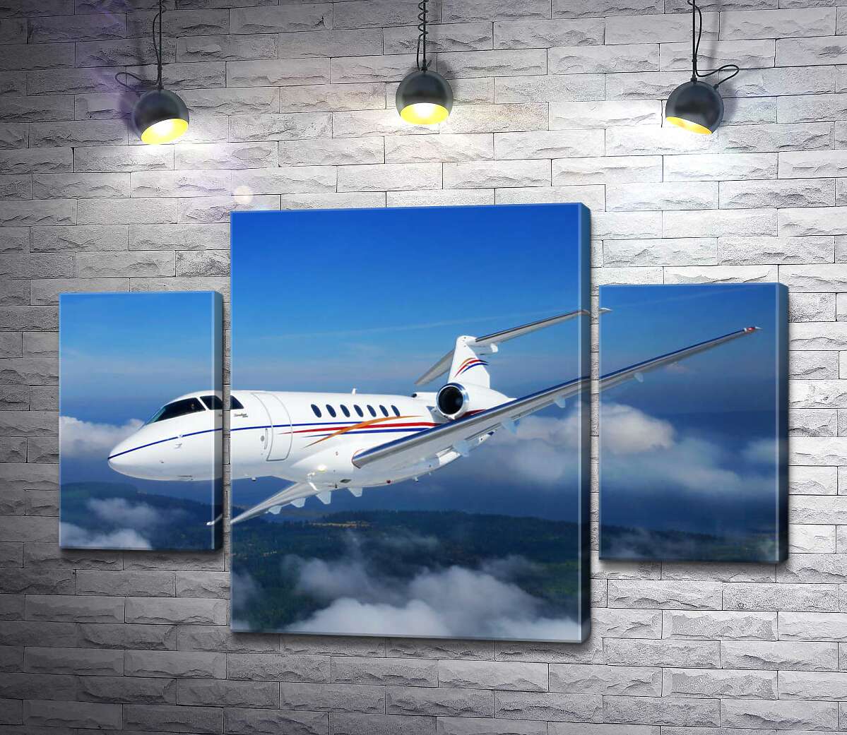 модульна картина Американський корпоративний літак Hawker 400 піднявся в небо (Модуль №5)