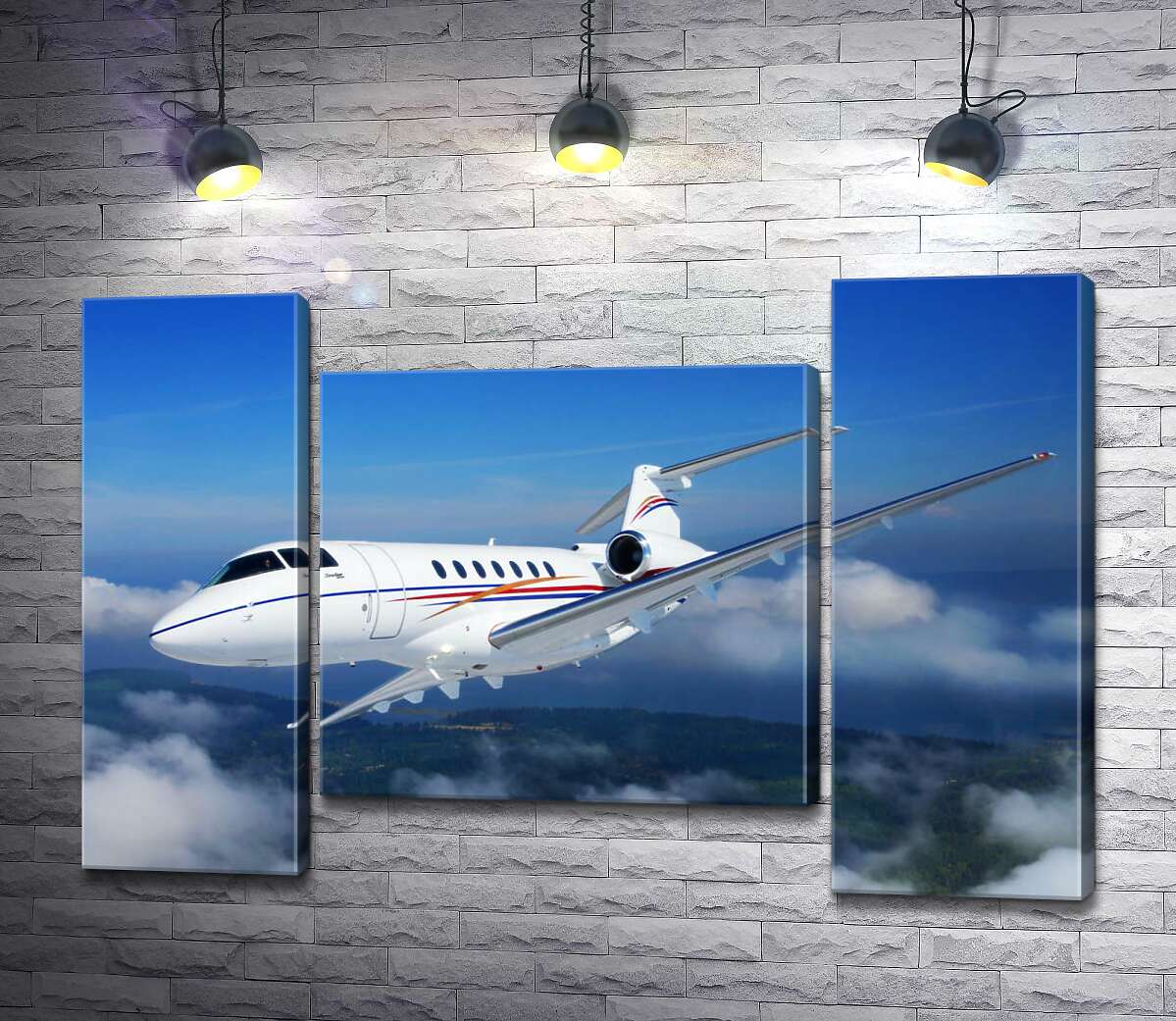 модульная картина Американский корпоративный самолет Hawker 400 поднялся в небо (Модуль №11)
