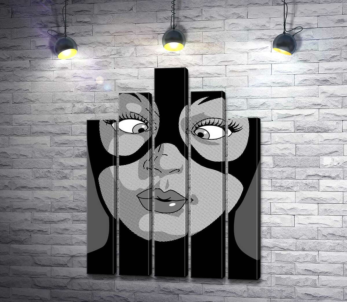 модульная картина Женщина-кошка (Cat woman) весело кривляется (Модуль №29)