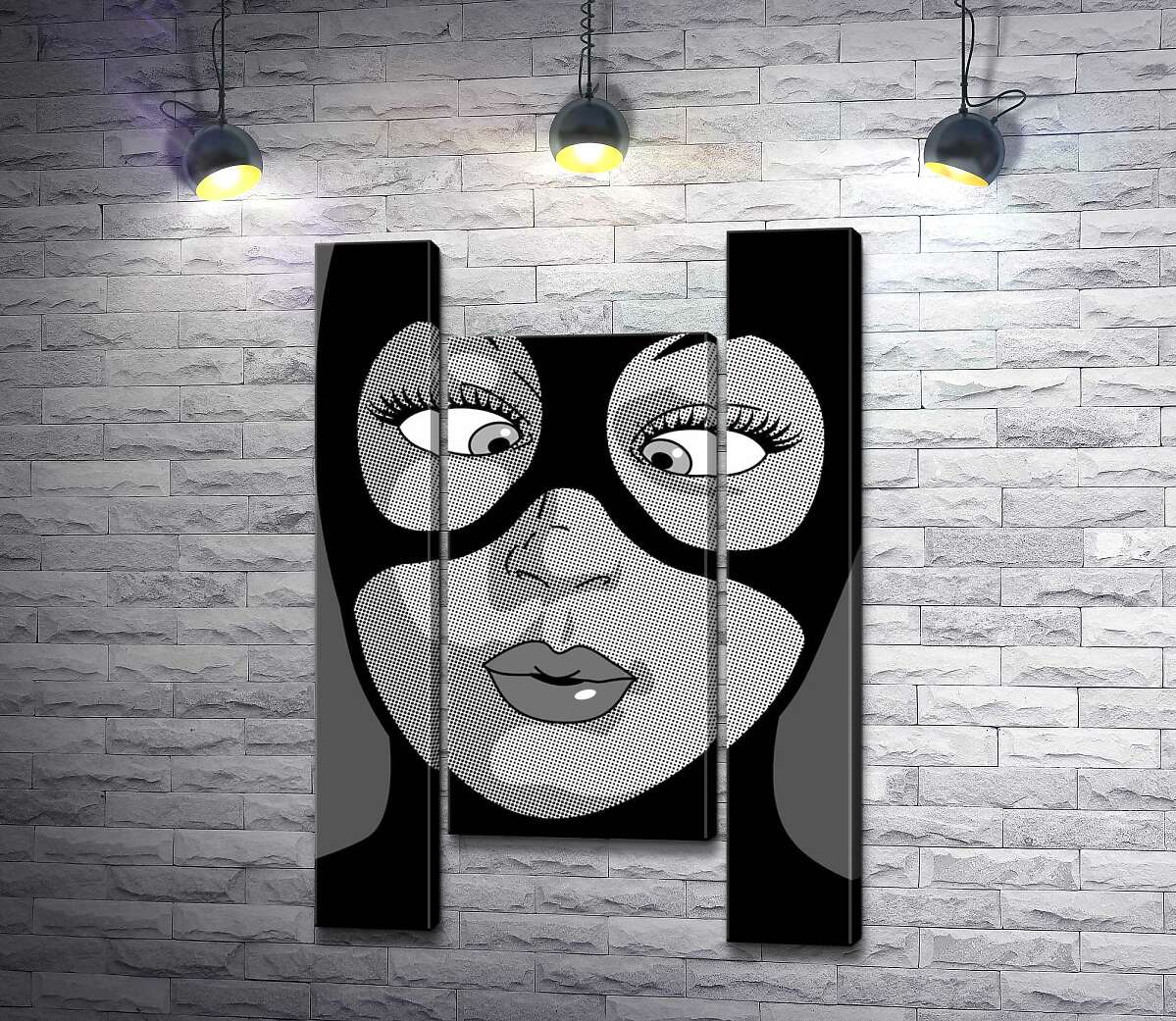 модульная картина Женщина-кошка (Cat woman) весело кривляется (Модуль №11)