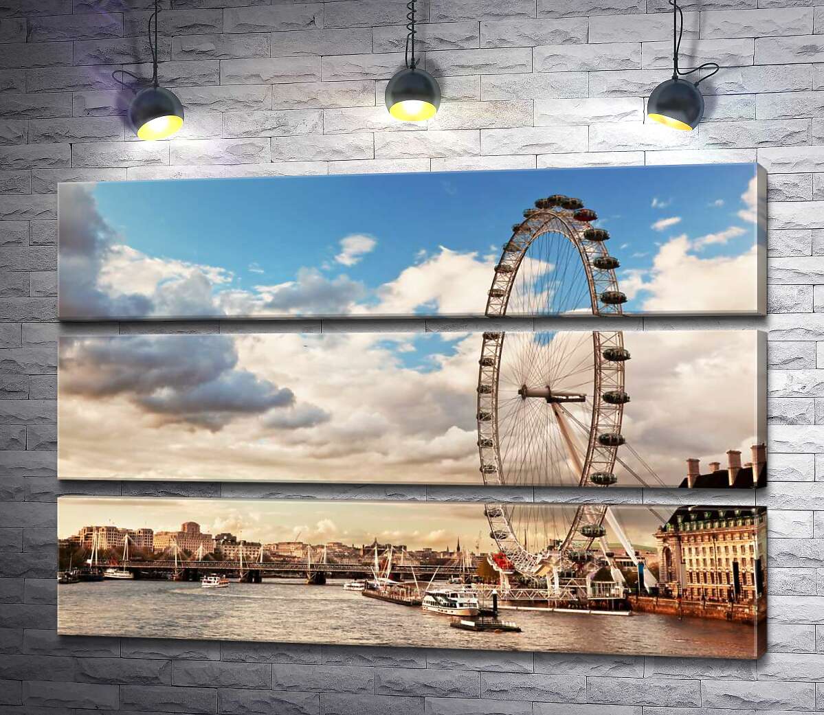 модульна картина Колесо огляду "Лондонське око" (London eye) нависло над водами Темзи (Модуль №15)