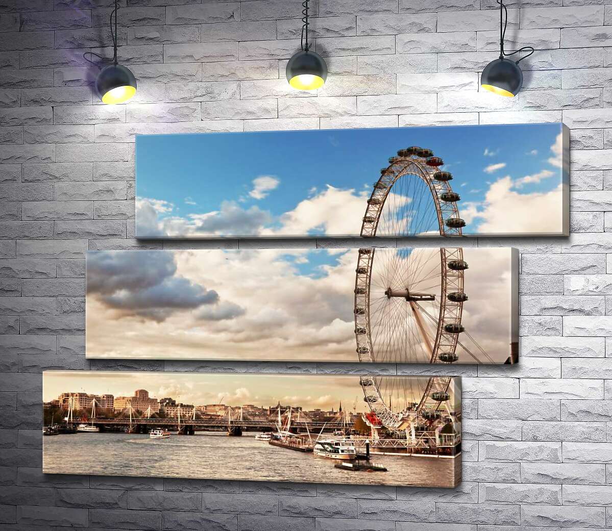 модульна картина Колесо огляду "Лондонське око" (London eye) нависло над водами Темзи (Модуль №17)
