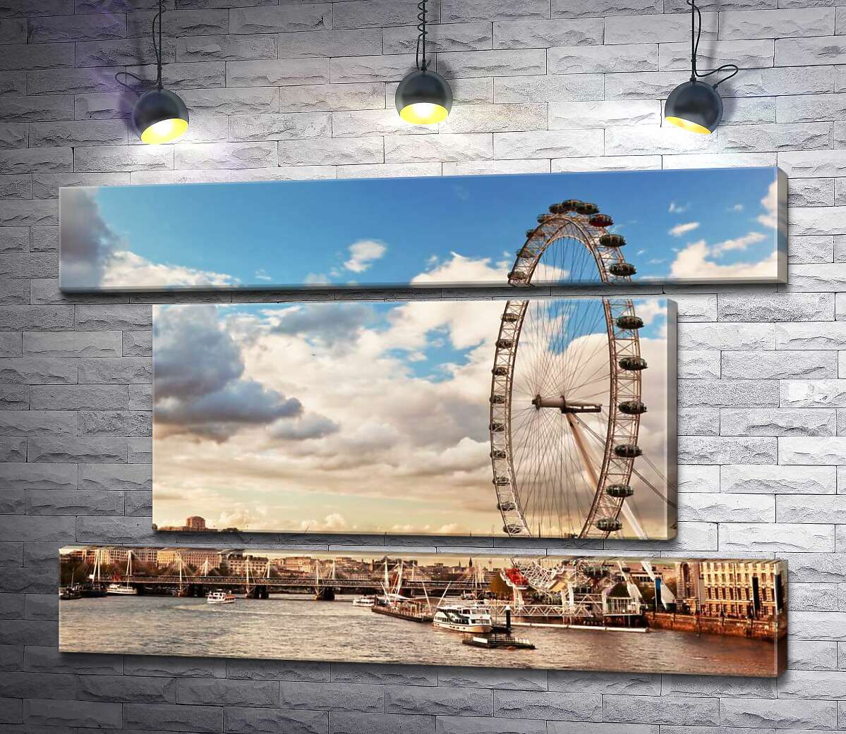 модульная картина Колесо обозрения "Лондонский глаз" (London eye) нависло над водами Темзы (Модуль №18)
