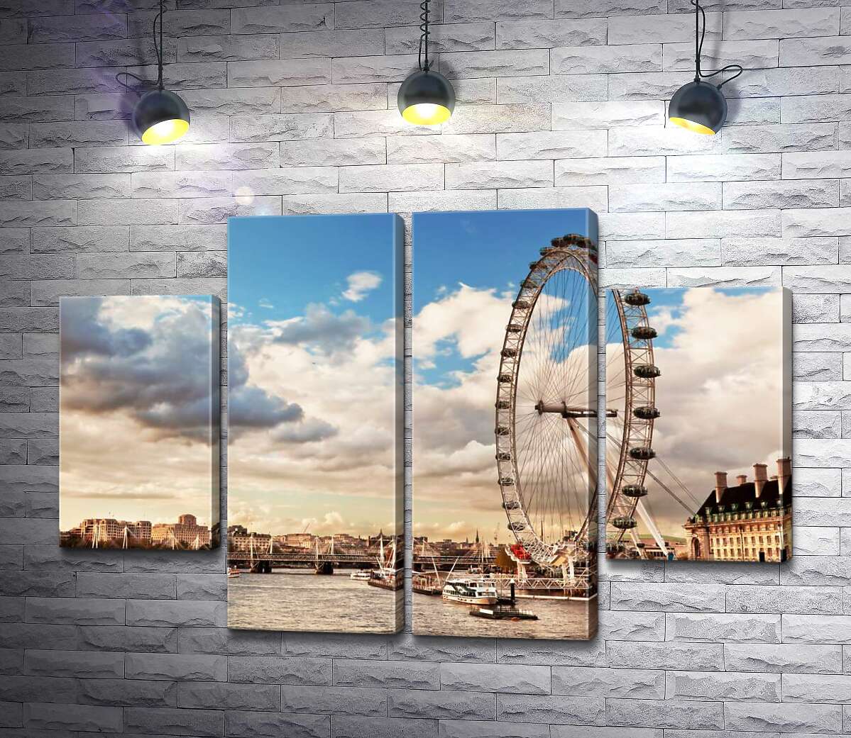 модульная картина Колесо обозрения "Лондонский глаз" (London eye) нависло над водами Темзы (Модуль №20)