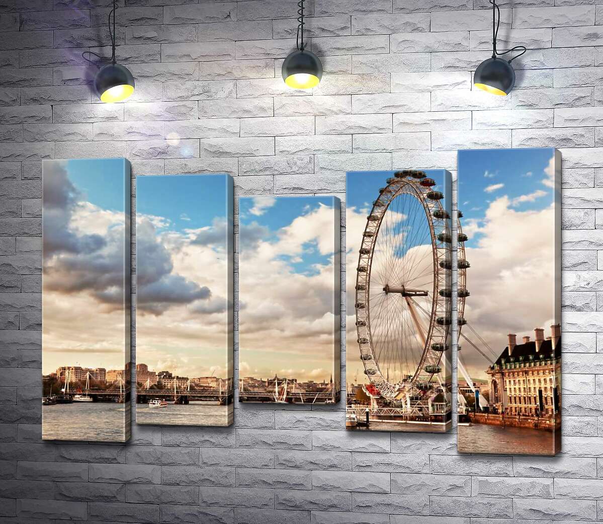 модульная картина Колесо обозрения "Лондонский глаз" (London eye) нависло над водами Темзы (Модуль №27)