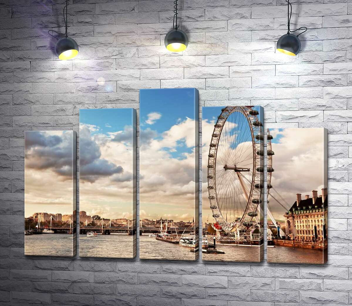 модульна картина Колесо огляду "Лондонське око" (London eye) нависло над водами Темзи (Модуль №29)