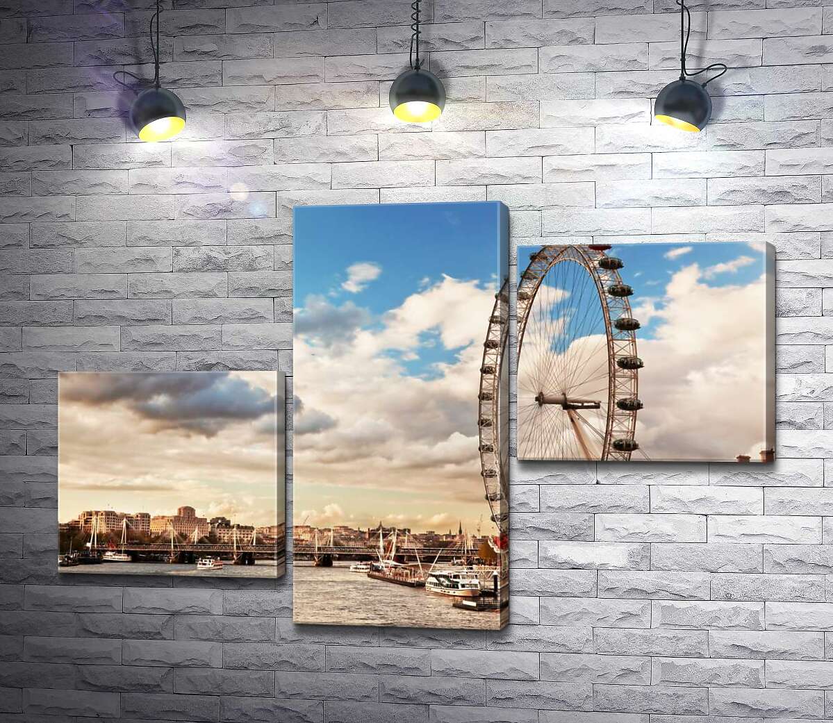 модульна картина Колесо огляду "Лондонське око" (London eye) нависло над водами Темзи (Модуль №12)