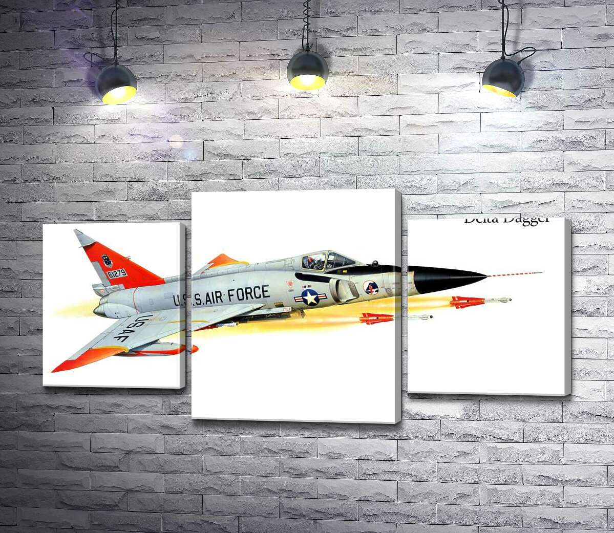 модульная картина Convair F-102 Delta Dagger – самолет-истребитель американского производства (Модуль №10)