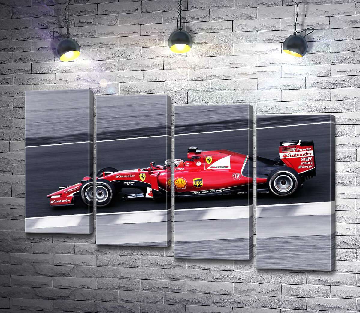 модульна картина Червоний автомобіль Ferrari на гоночній трасі "Формули-1" (Модуль №19)