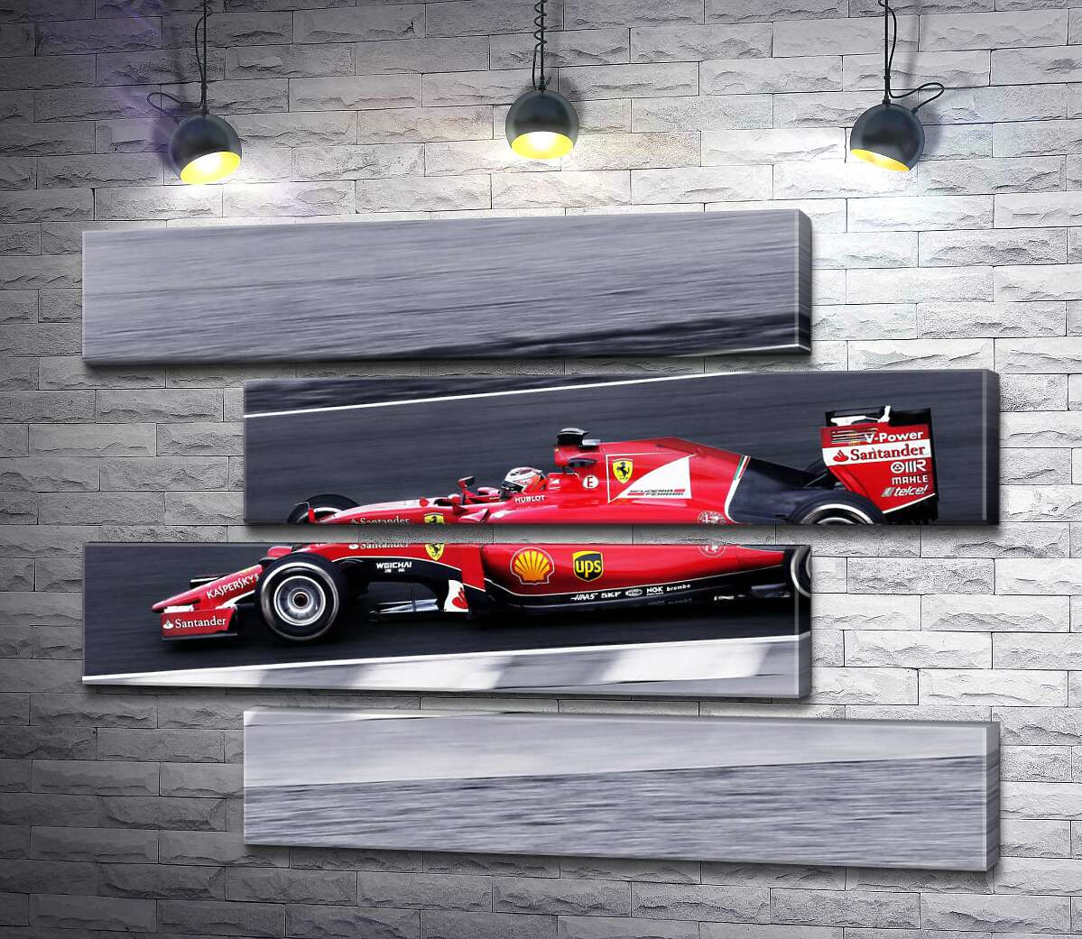 модульная картина Красный автомобиль Ferrari на гоночной трассе "Формулы-1" (Модуль №23)