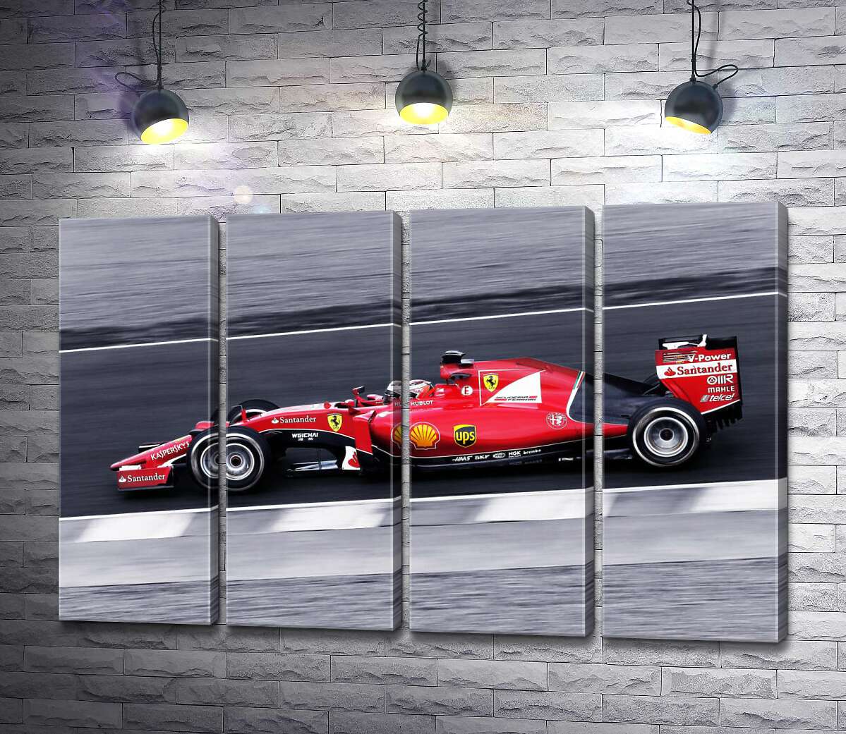 модульная картина Красный автомобиль Ferrari на гоночной трассе "Формулы-1" (Модуль №24)