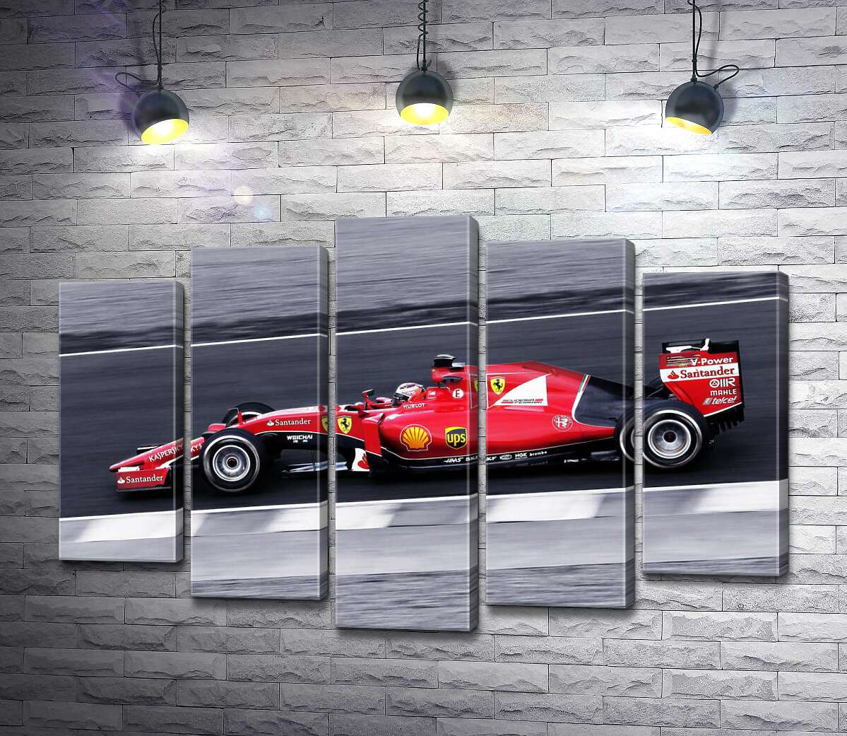 модульна картина Червоний автомобіль Ferrari на гоночній трасі "Формули-1" (Модуль №4)
