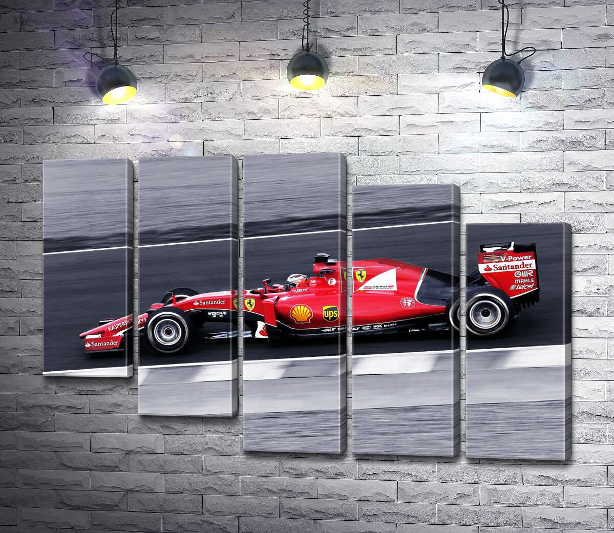 модульная картина Красный автомобиль Ferrari на гоночной трассе "Формулы-1" (Модуль №28)