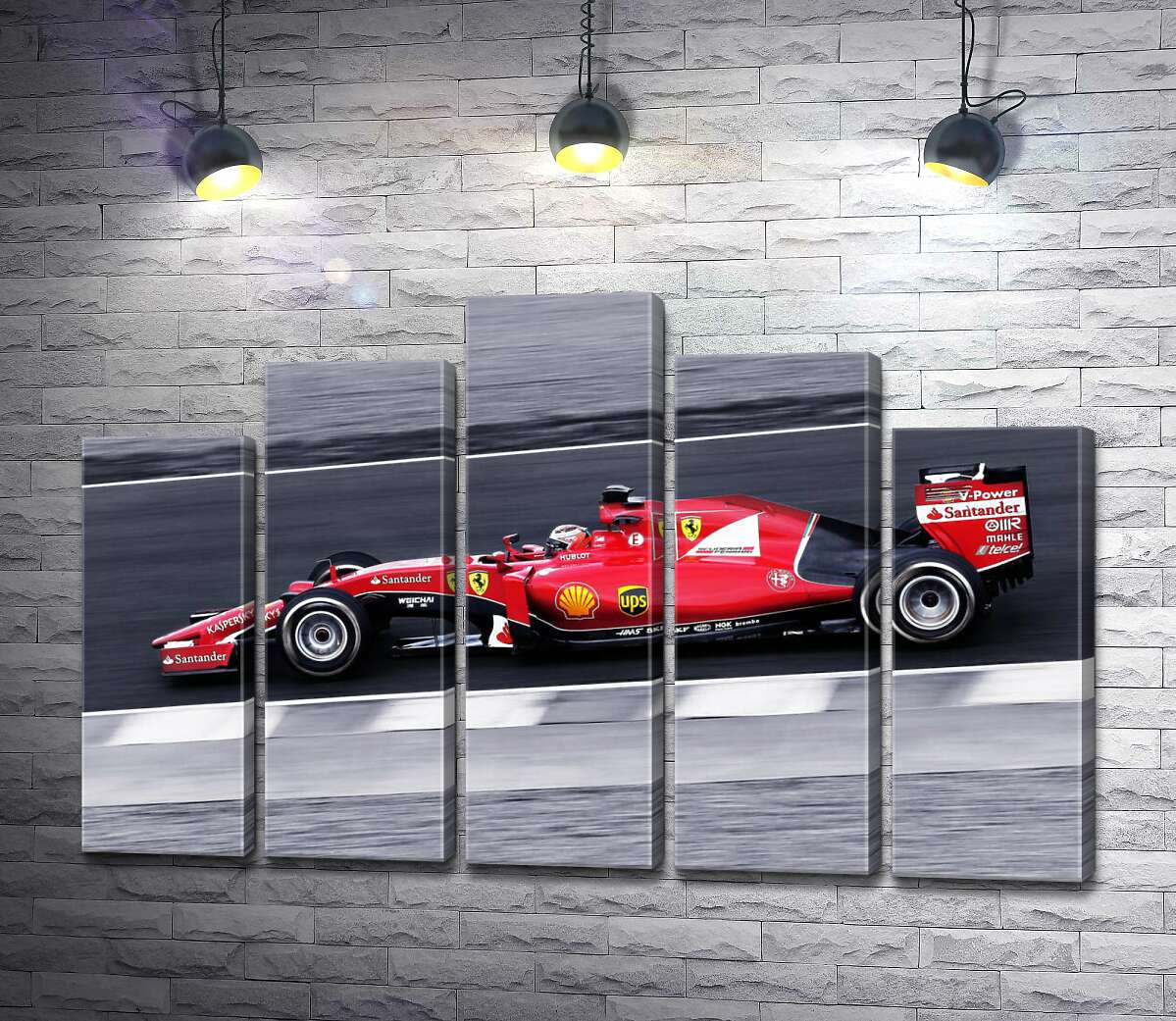 модульная картина Красный автомобиль Ferrari на гоночной трассе "Формулы-1" (Модуль №29)
