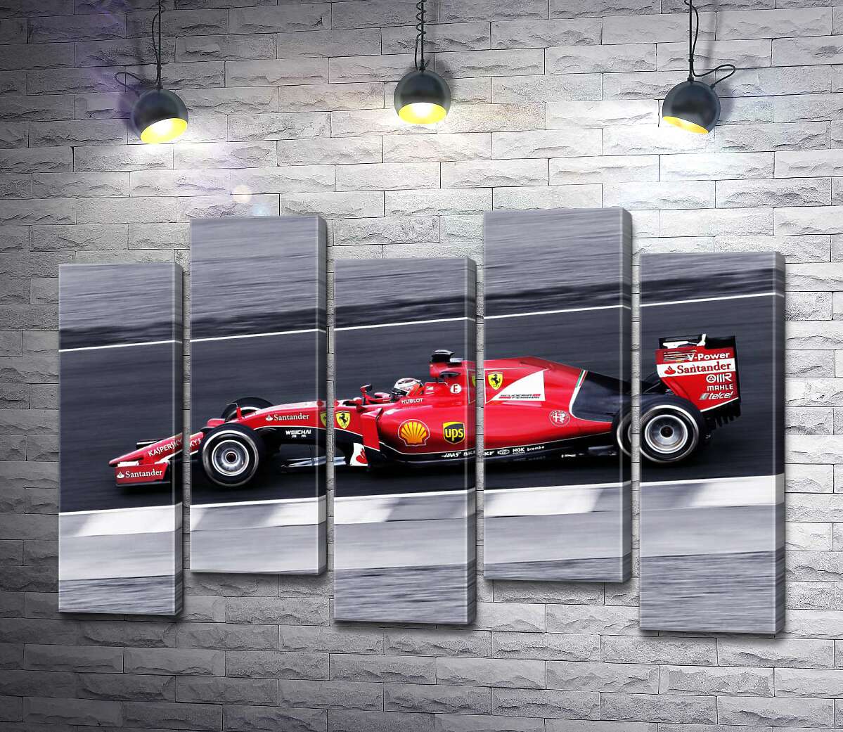 модульна картина Червоний автомобіль Ferrari на гоночній трасі "Формули-1" (Модуль №30)