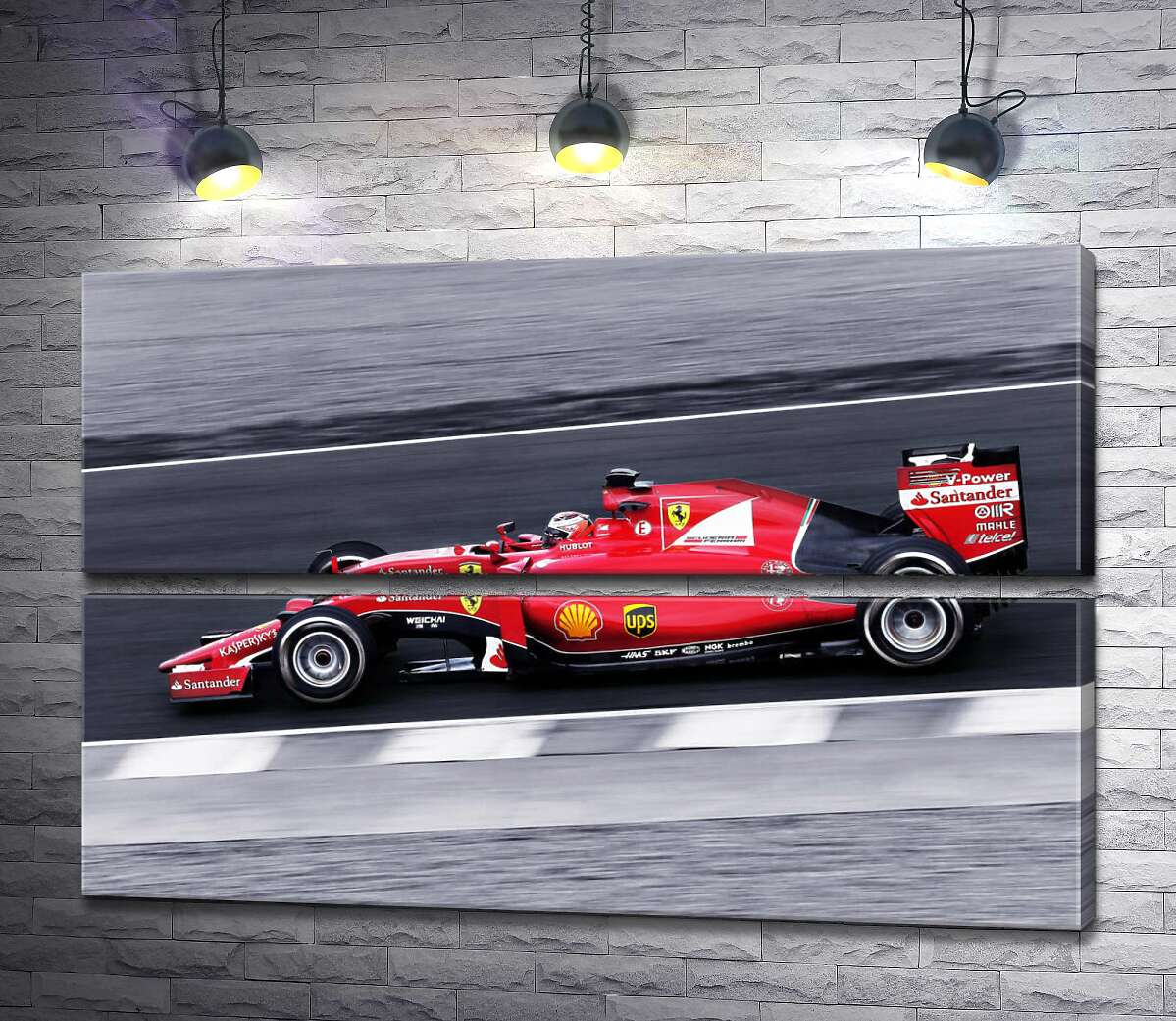 модульна картина Червоний автомобіль Ferrari на гоночній трасі "Формули-1" (Модуль №7)
