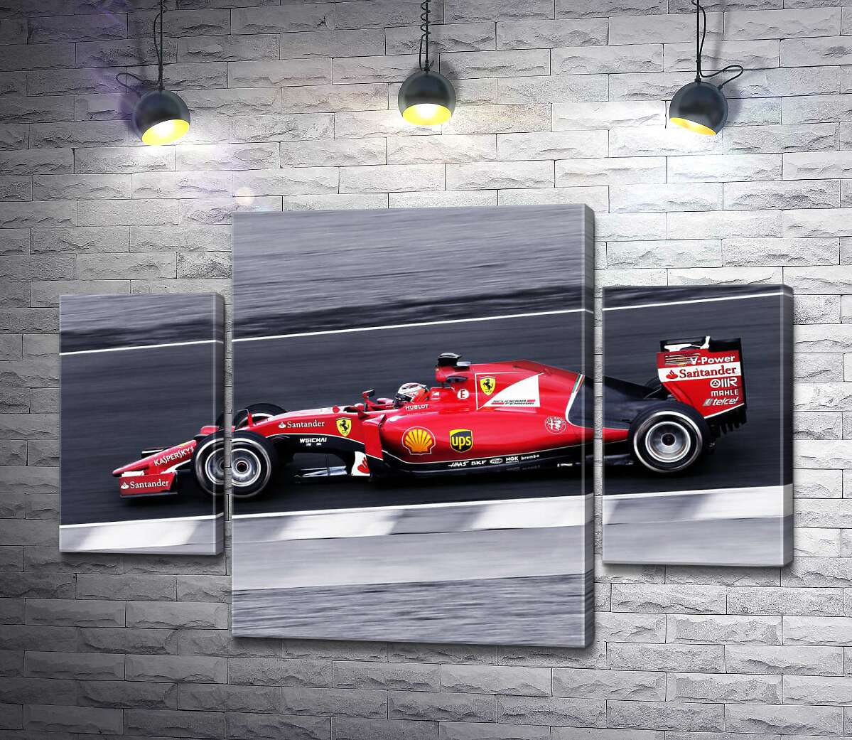 модульная картина Красный автомобиль Ferrari на гоночной трассе "Формулы-1" (Модуль №5)