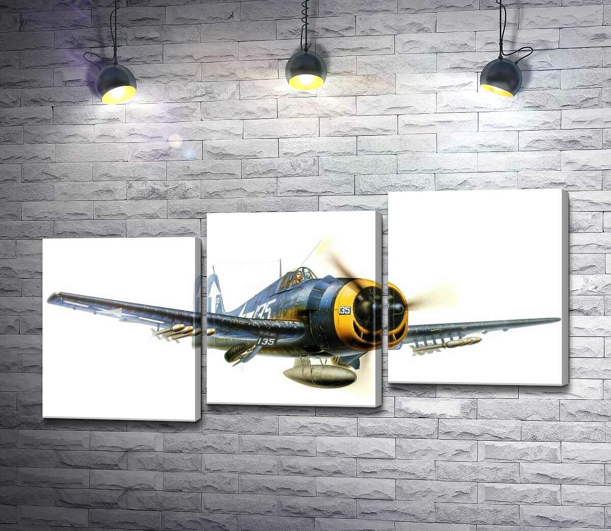 модульная картина "Адский кот" - американский палубный истребитель Grumman F6F Hellcat (Модуль №14)
