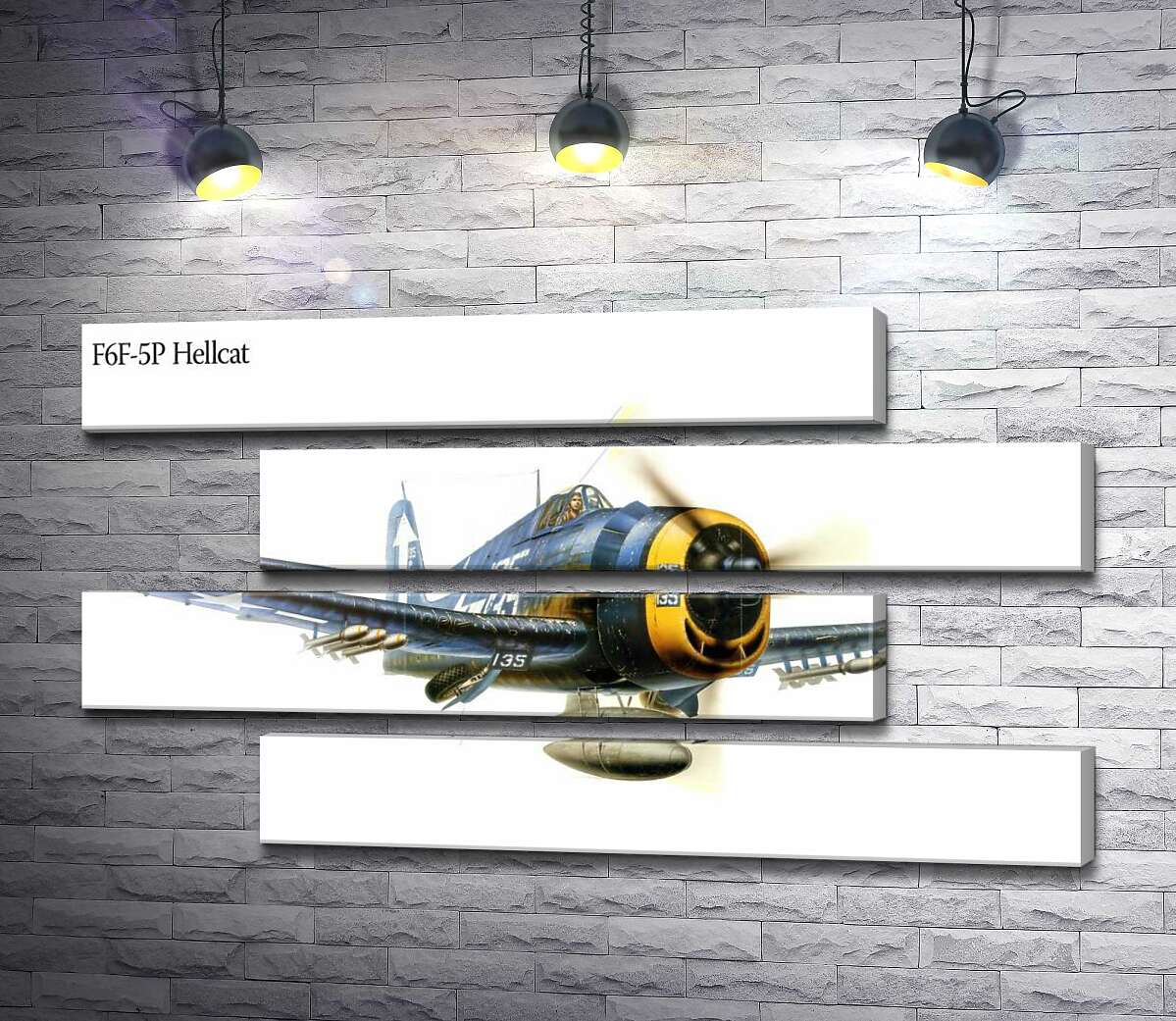 модульная картина "Адский кот" - американский палубный истребитель Grumman F6F Hellcat (Модуль №23)